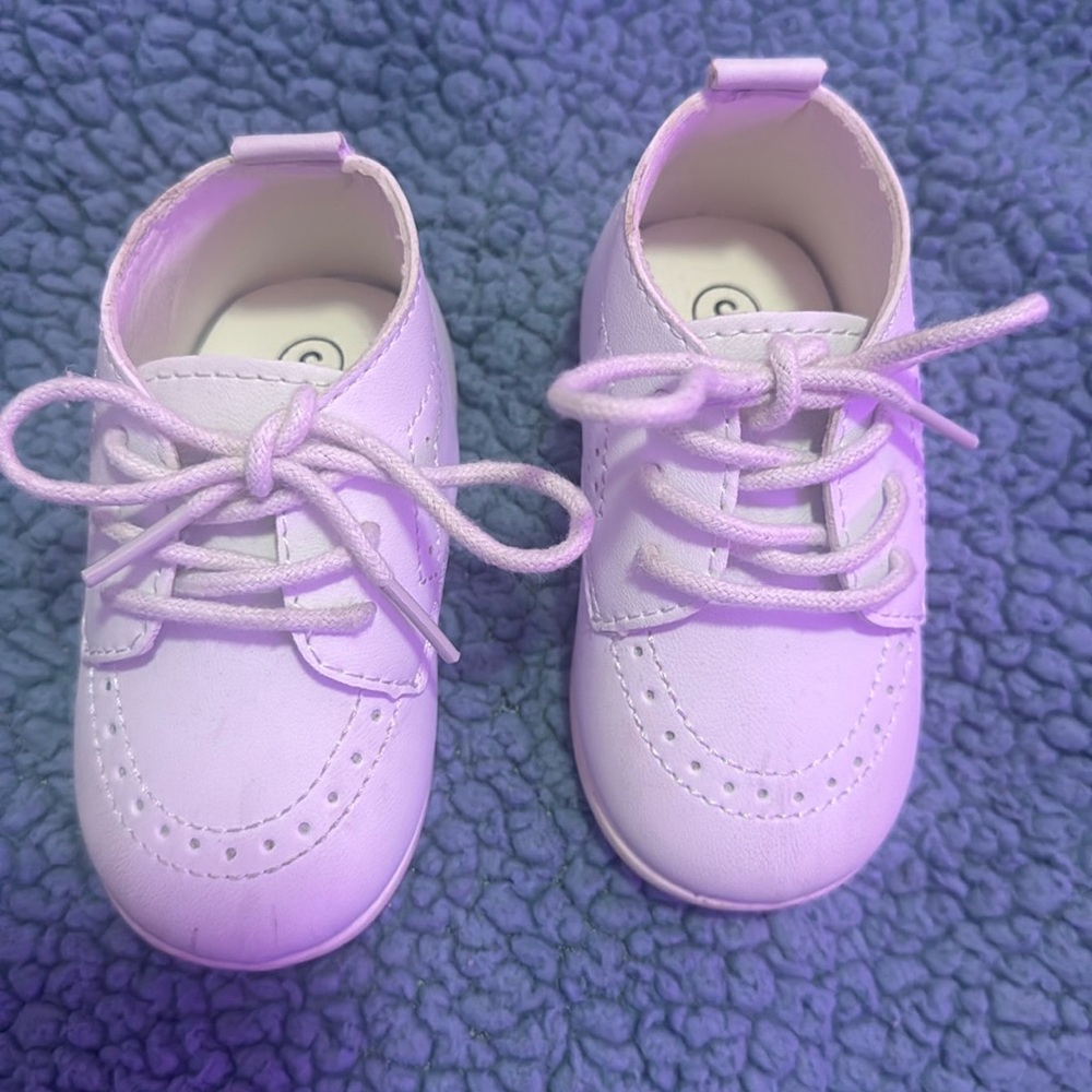 All white infant baby boy shoes